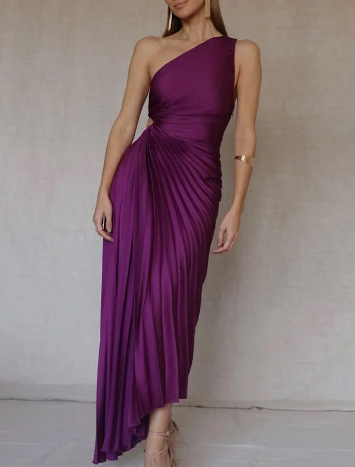 Wholesale A-Line Party Dresses Elegant Dress Wedding Wedding Guest Asymmetrical Sleeveless One Shoulder Polyester with Ruched